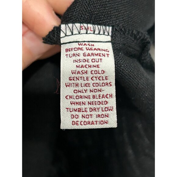 JM Collection Black Linen Tunic Top Rhinestone Detail Zipper Neck Size 8 - Picture 6 of 8